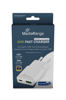 MediaRange MRMA125 chargeur dappareils mobiles Universel Blanc Secteur Charge rapide Int�rieure