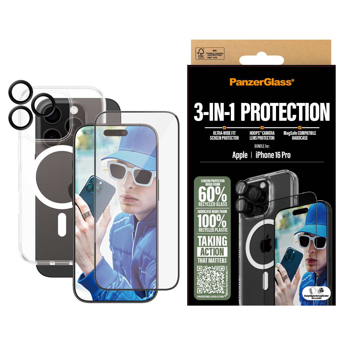 PanzerGlass � 3-in-1 Protection Bundle iPhone 16 Pro