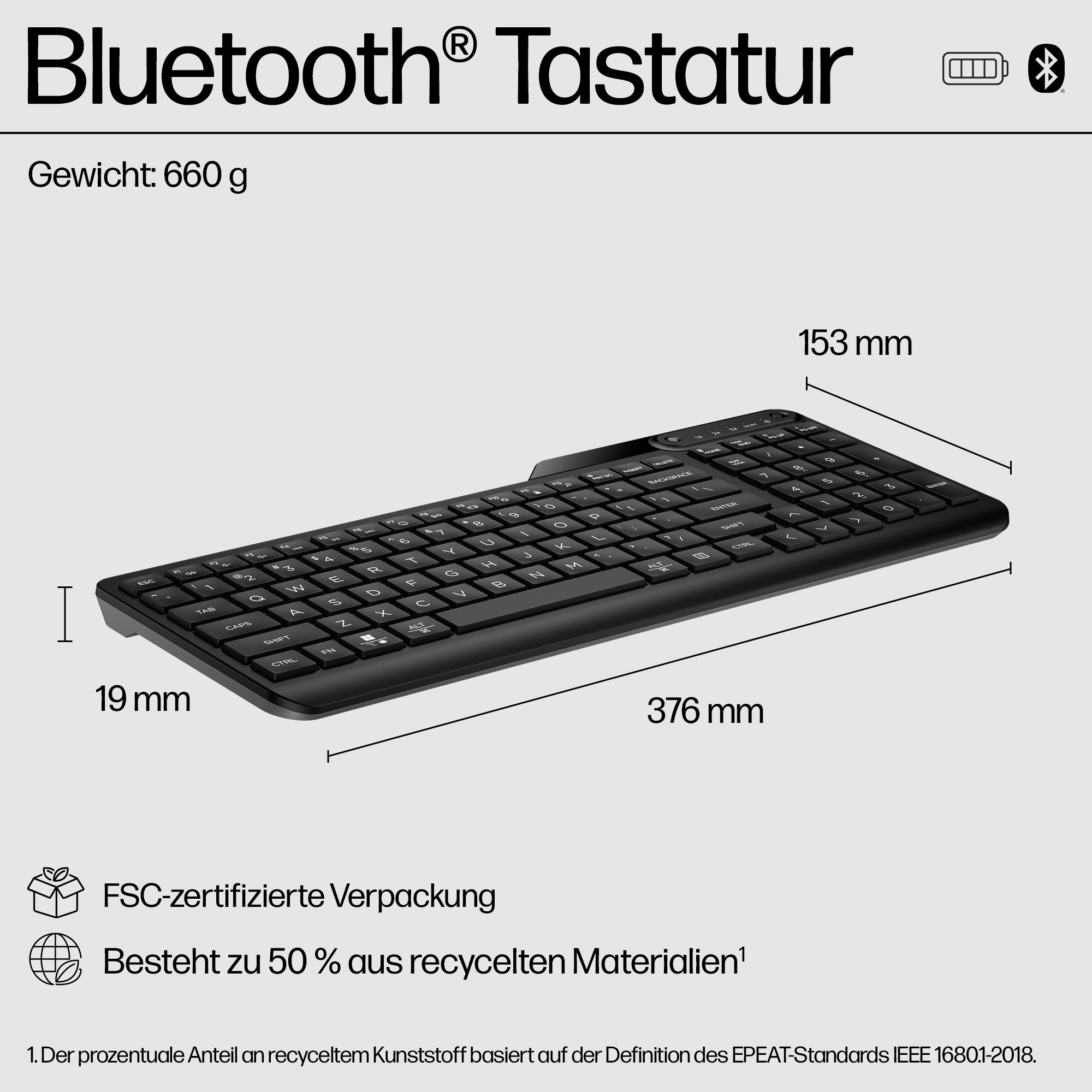 HP 460 Multi-Device Bluetooth Keyboard