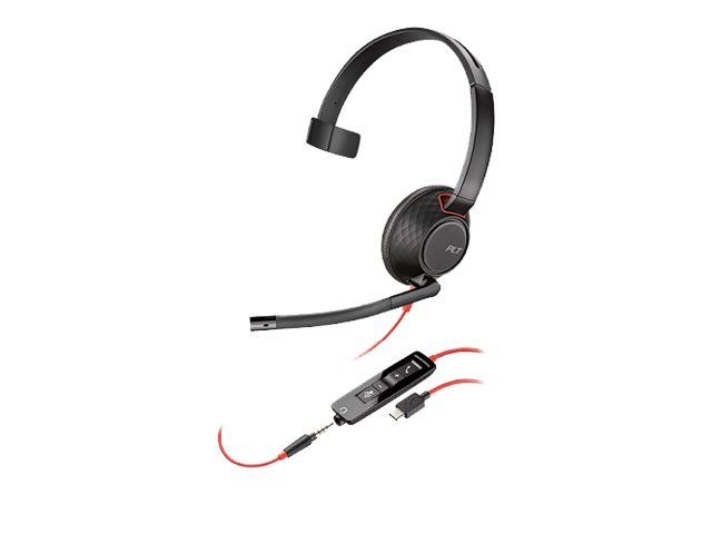 POLY Blackwire 5210 Auricolare Cablato A Padiglione Musica e Chiamate USB tipo-C Nero, Rosso