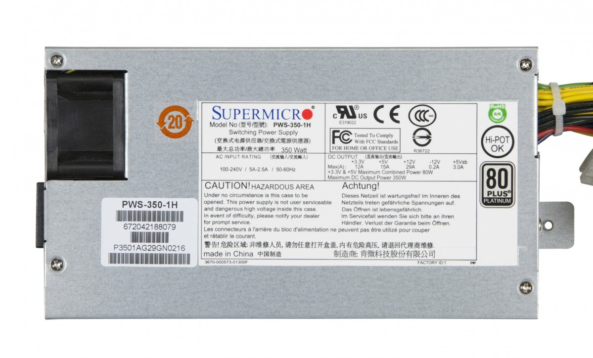 Supermicro PWS-350-1H - Netzteil (intern) - 80 PLUS Platinum