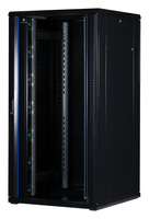 Rockstable 32 HE 19 Serverschrank mit Glastr - Freistehendes Gestell - 32U - 800 kg - Sperrschloss - Ablageschienen - Verstellbare Fe