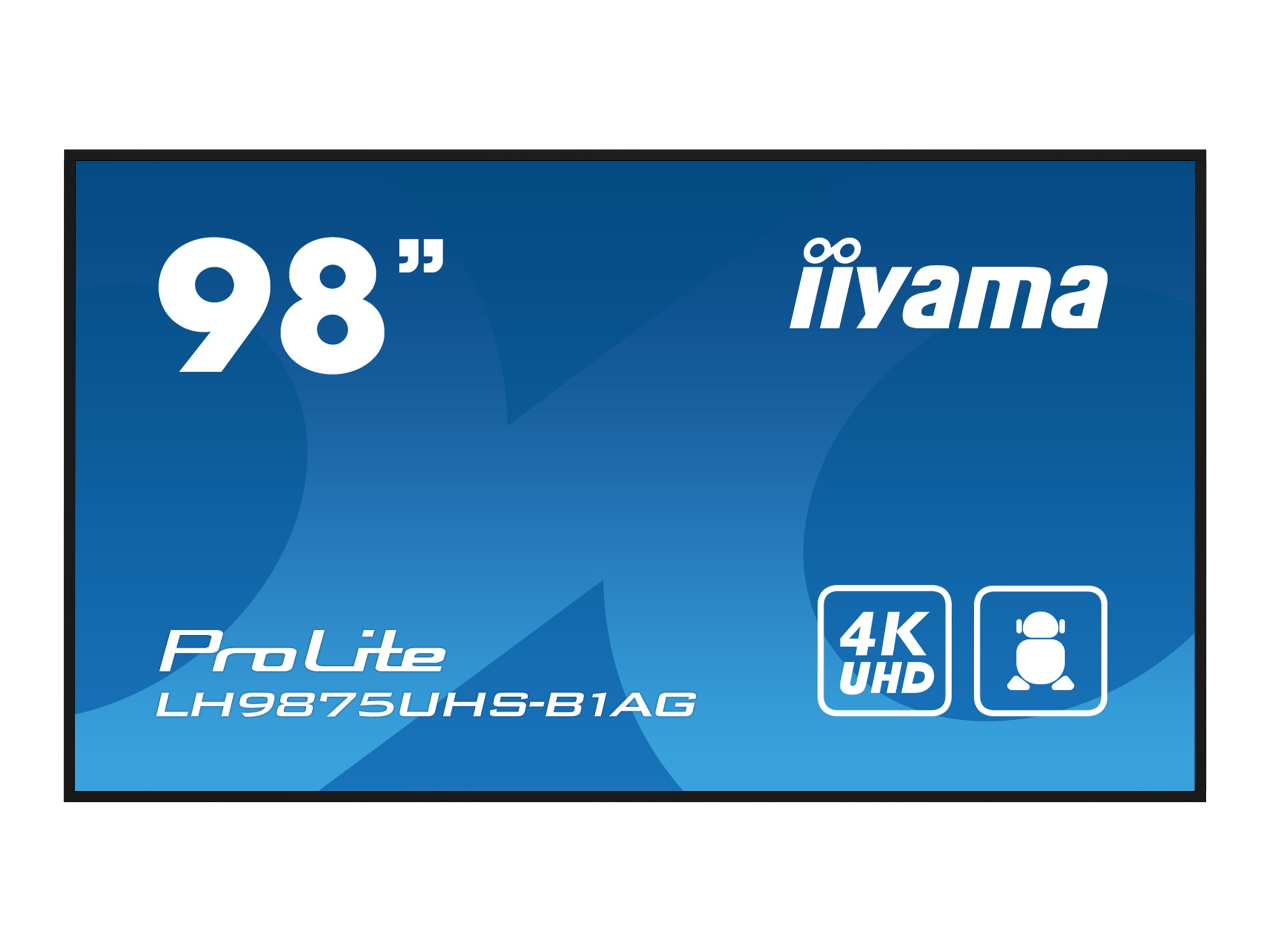 iiyama PROLITE Digital A-board 2.49 m (98) LED Wi-Fi 500 cd/m� 4K Ultra HD Black Built-in processor Android 11 24/7