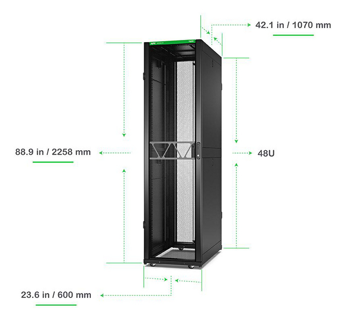APC Rack Netshelter SX Server, 2e g�n�ration, 48U, 2 258H x 600L x 1 070D mm, avec panneaux lat�raux, noir