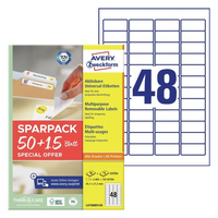 Avery Zweckform L4736REV-65 Universal-Etiketten 45.7 x 21.2 mm Papier Wei 65 Blatt Wiederablsbar