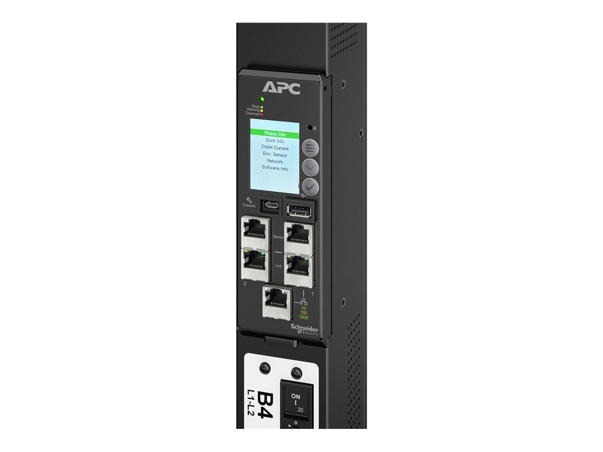 APC NetShelter Rack PDU Advanced Gen 2, Metered, 3Phase, 11kW 400V 16A or 11.5kW 415V 20A, 520P6, 42 Outlet unit� di distribuzione dellenergia (PDU) 40 presa(e) AC 0U Nero