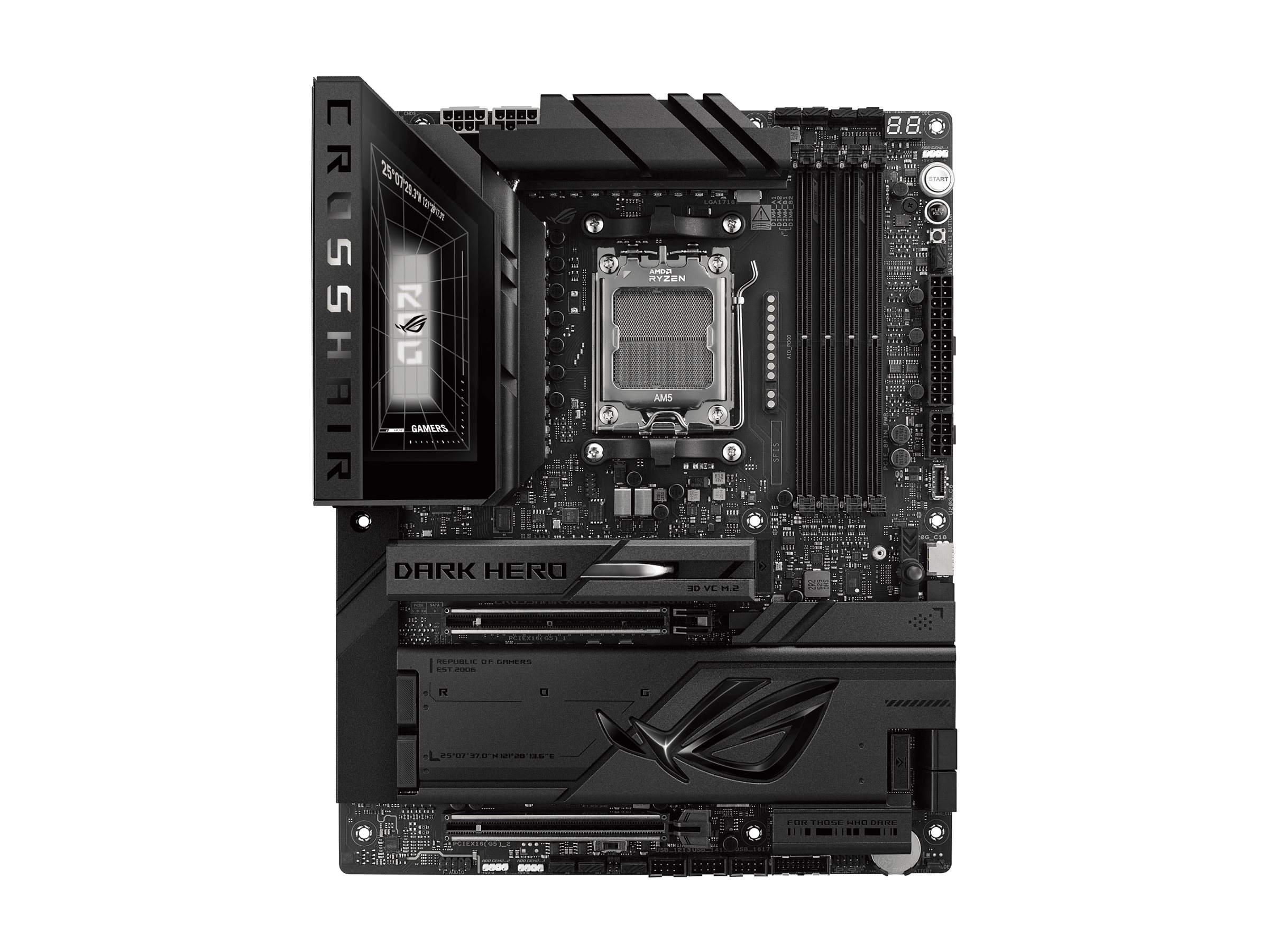 ASUS ROG CROSSHAIR X870E DARK HERO - Motherboard - ATX - Socket AM5 - AMD X870E Chipsatz - USB4, USB-C 3.2 Gen2, USB 3.2 Gen 2, USB 3.2 Gen 1, USB-C 3.2 Gen 2x2 - 10 Gigabit LAN, 5 Gigabit Ethernet, Wi-Fi 7, Bluetooth - Onboard-Grafik (CPU erforderlich)