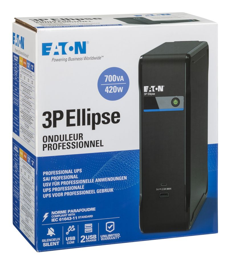 Eaton 3P Ellipse UPS sistema de alimentaci�n ininterrumpida (UPS) En espera (Fuera de l�nea) o Standby (Offline) 0,7 kVA 420 W 4 salidas AC