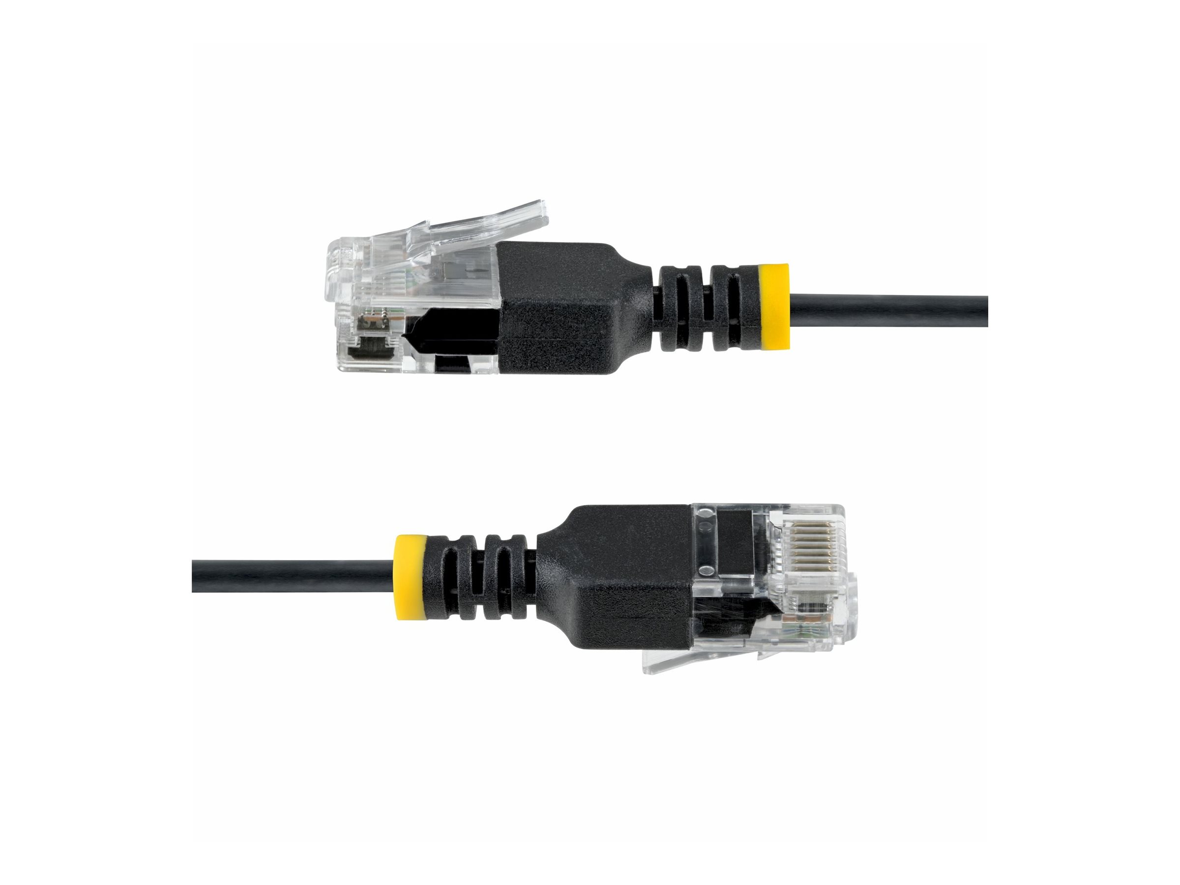 StarTech.com 80cm Black Ultra Slim Cat6A Ethernet Cable, UTP, Pure Bare Copper Wire, 34AWG Slim RJ45 Network Patch Cord, Individually Tested