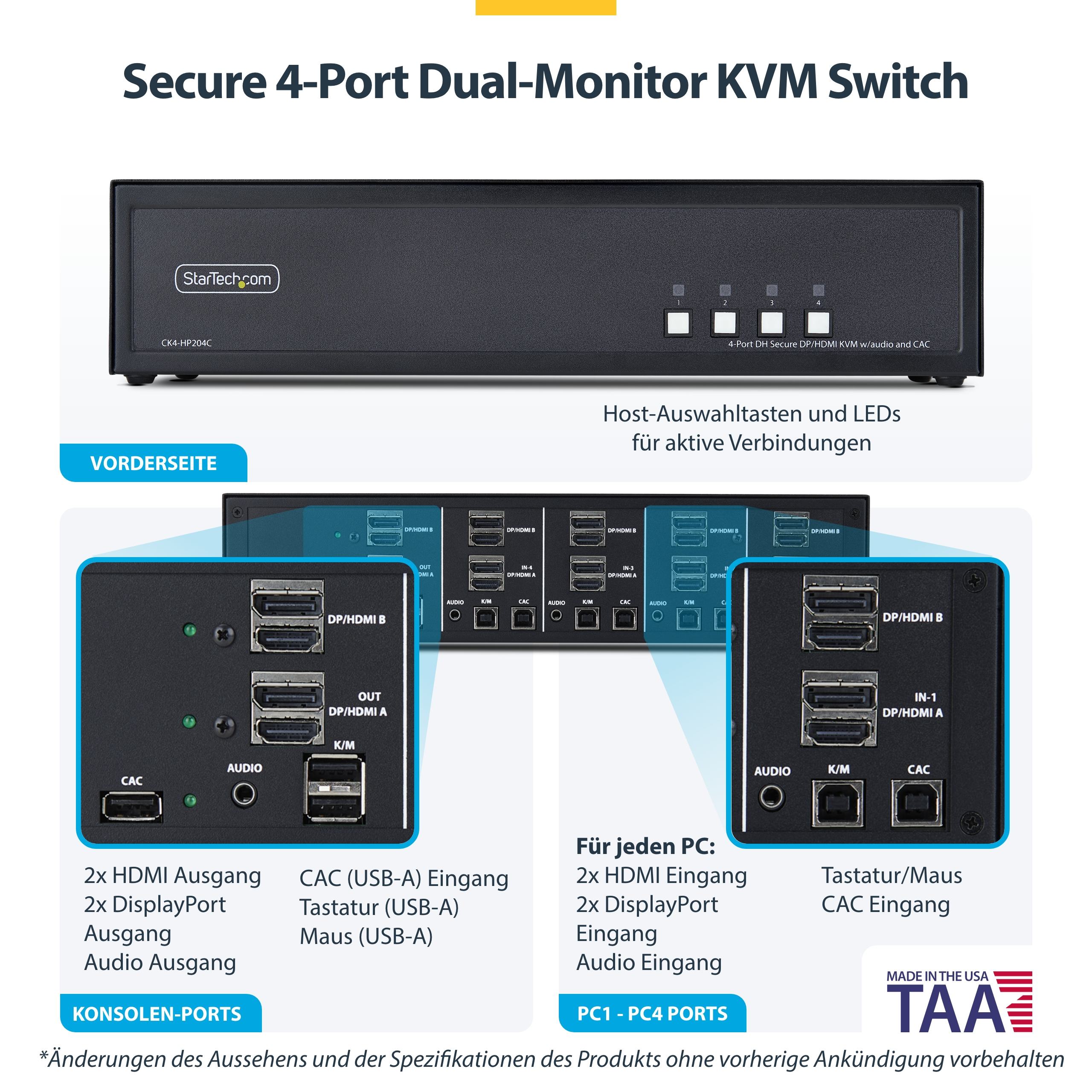 StarTech.com KVM-Switch - sicher - 4 x KVM