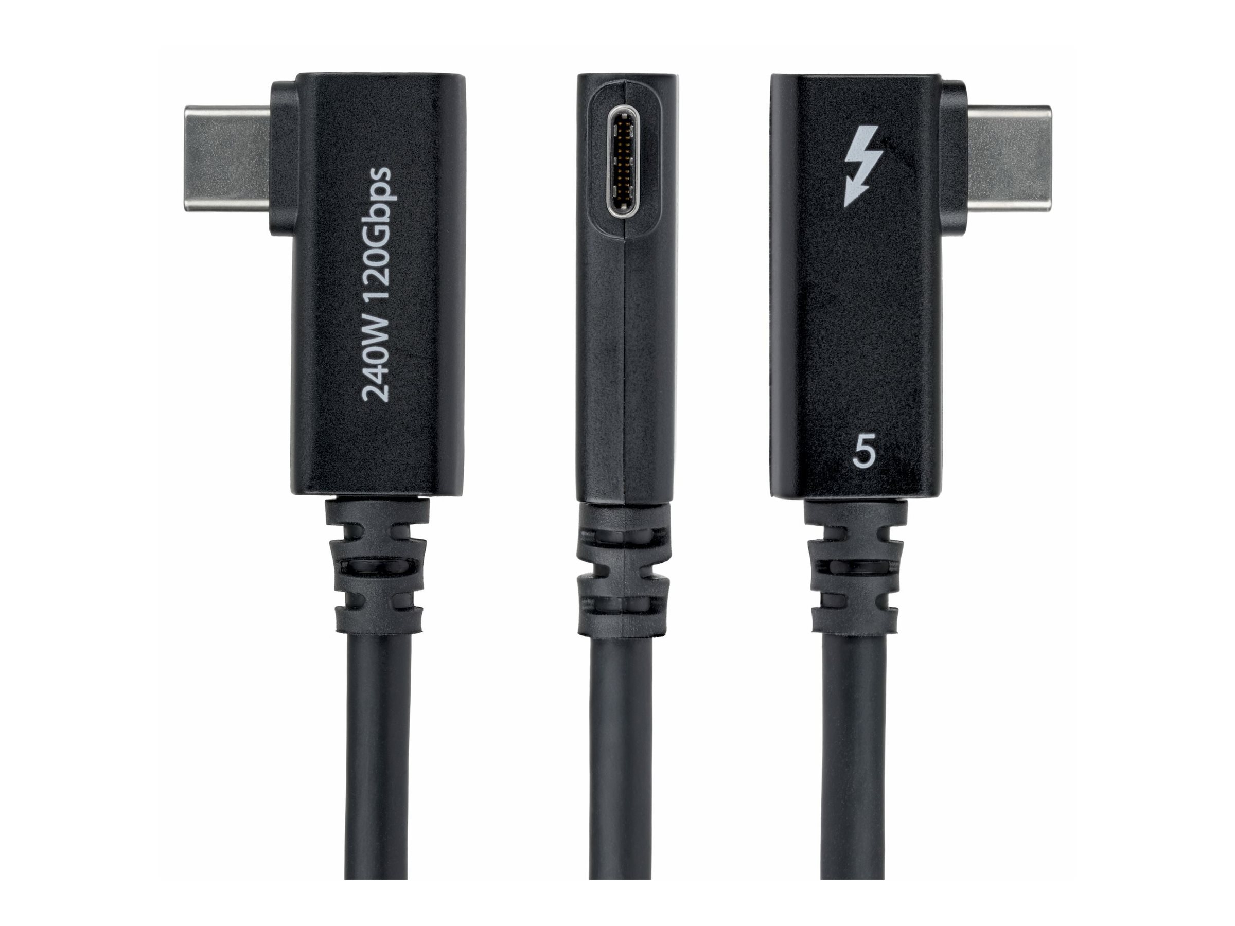 StarTech.com 2.6ft (80cm) Right Angle Thunderbolt 5 Cable, 80Gbps/Up to 120Gbps, 240W PD, 8K 60Hz, Certified Thunderbolt Cable, Compatible w/Thunderbolt 4/USB4/USB-C