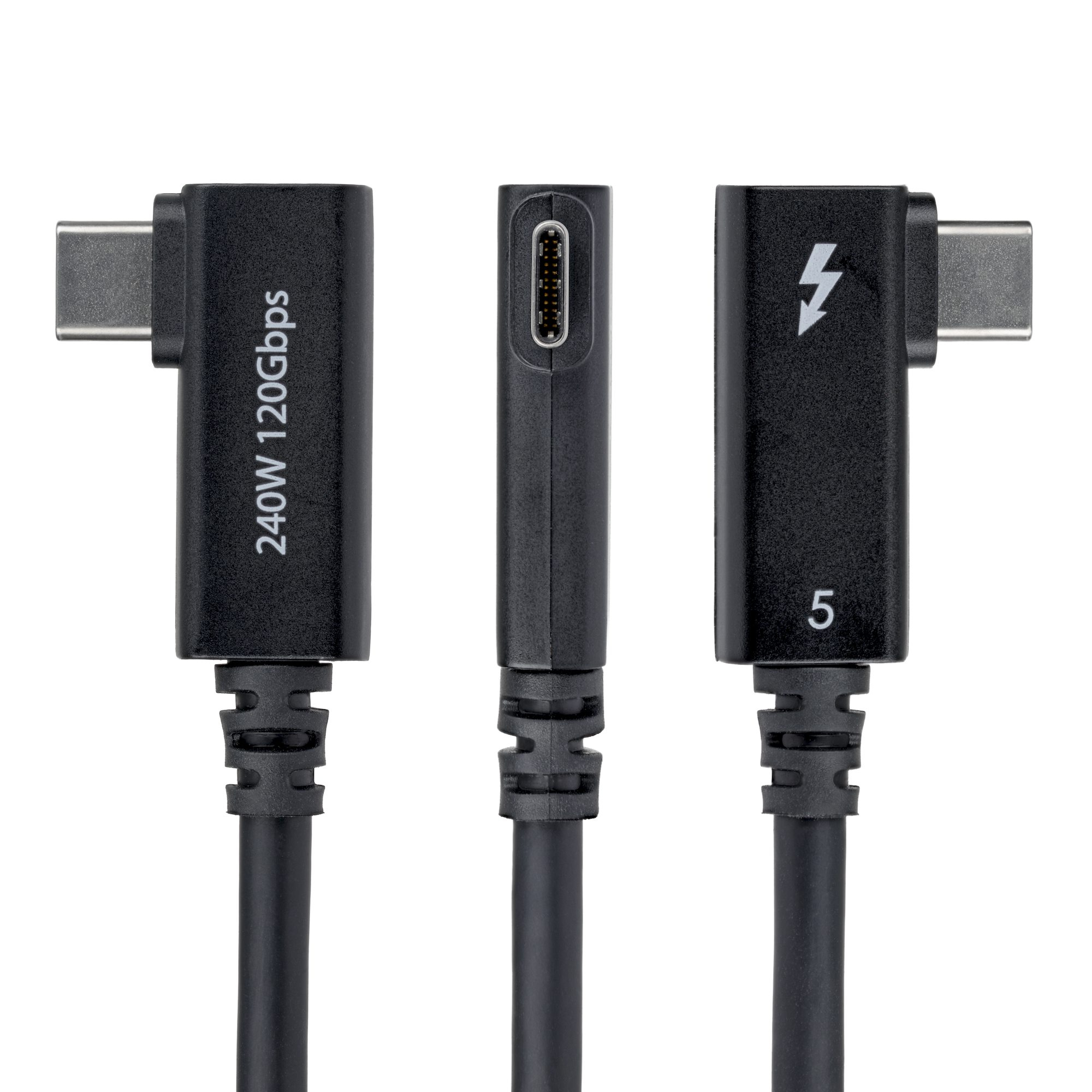 StarTech.com 2.6ft (80cm) Right Angle Thunderbolt 5 Cable, 80Gbps/Up to 120Gbps, 240W PD, 8K 60Hz, Certified Thunderbolt Cable, Compatible w/Thunderbolt 4/USB4/USB-C