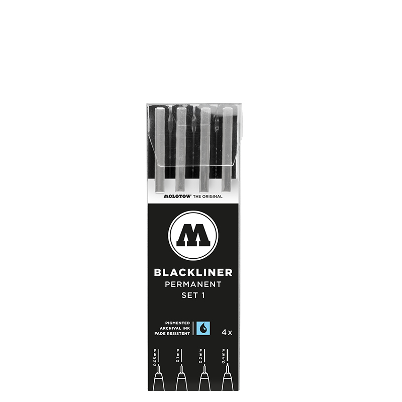 Molotow 200486 penna tecnica Nero 4 pz