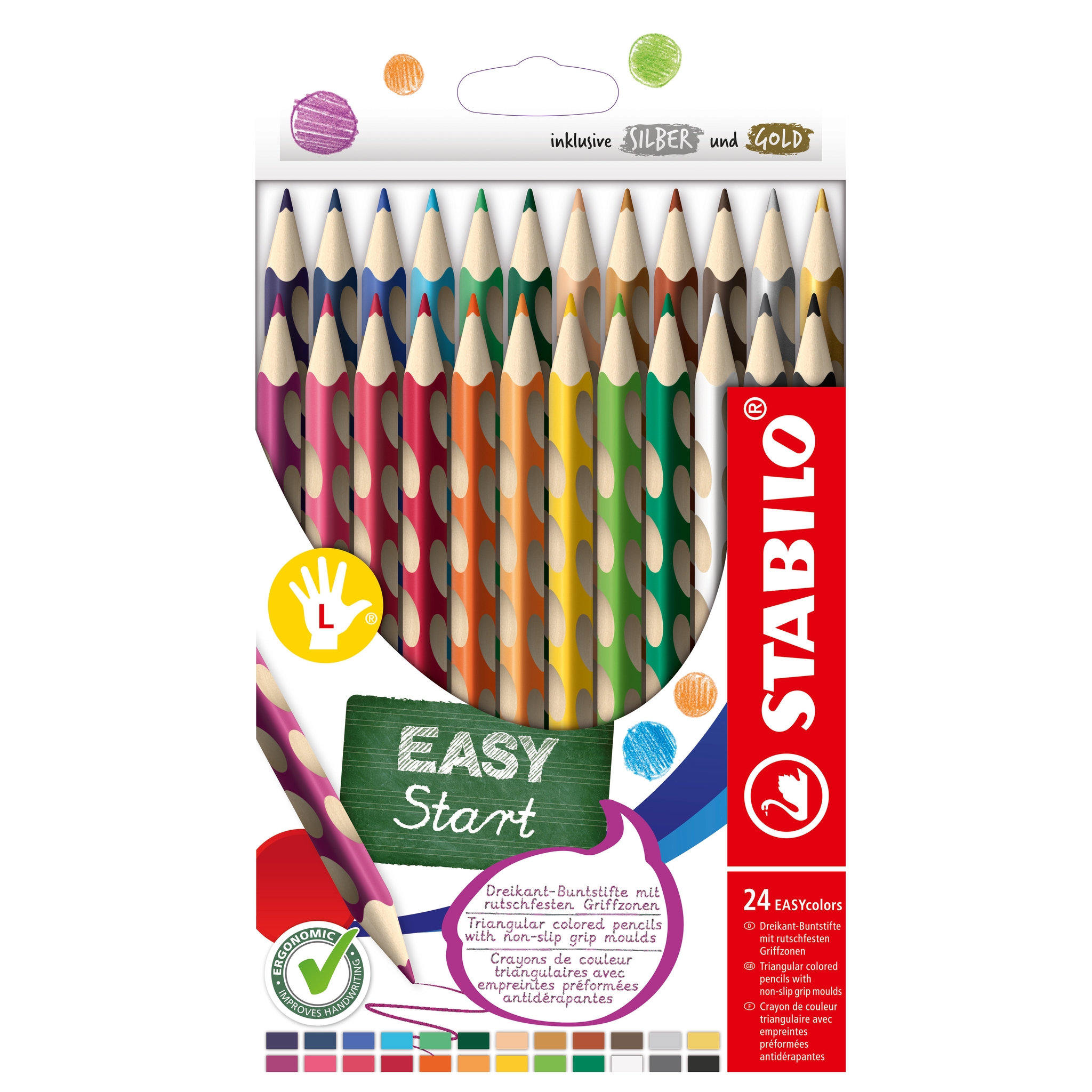 STABILO EASYcolors Ergonomic colored pencil for left-handers 24 colours - per piece