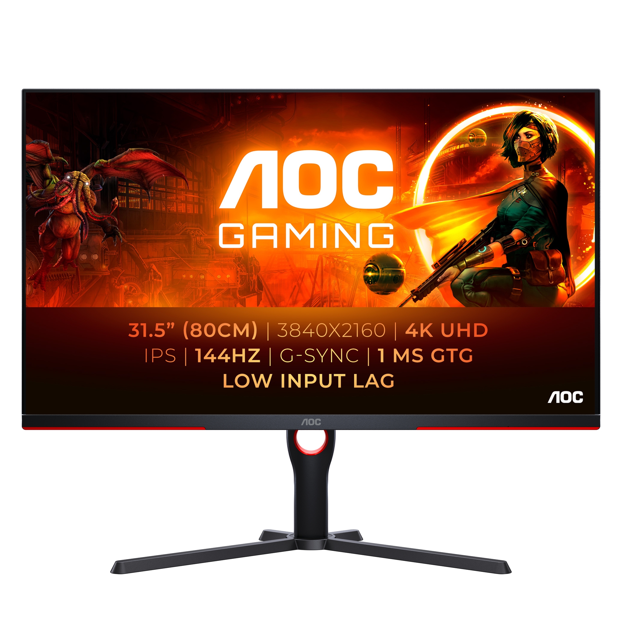 AOC G3 U32G3X LED display 80 cm (31.5) 3840 x 2160 Pixeles 4K Ultra HD Negro, Rojo