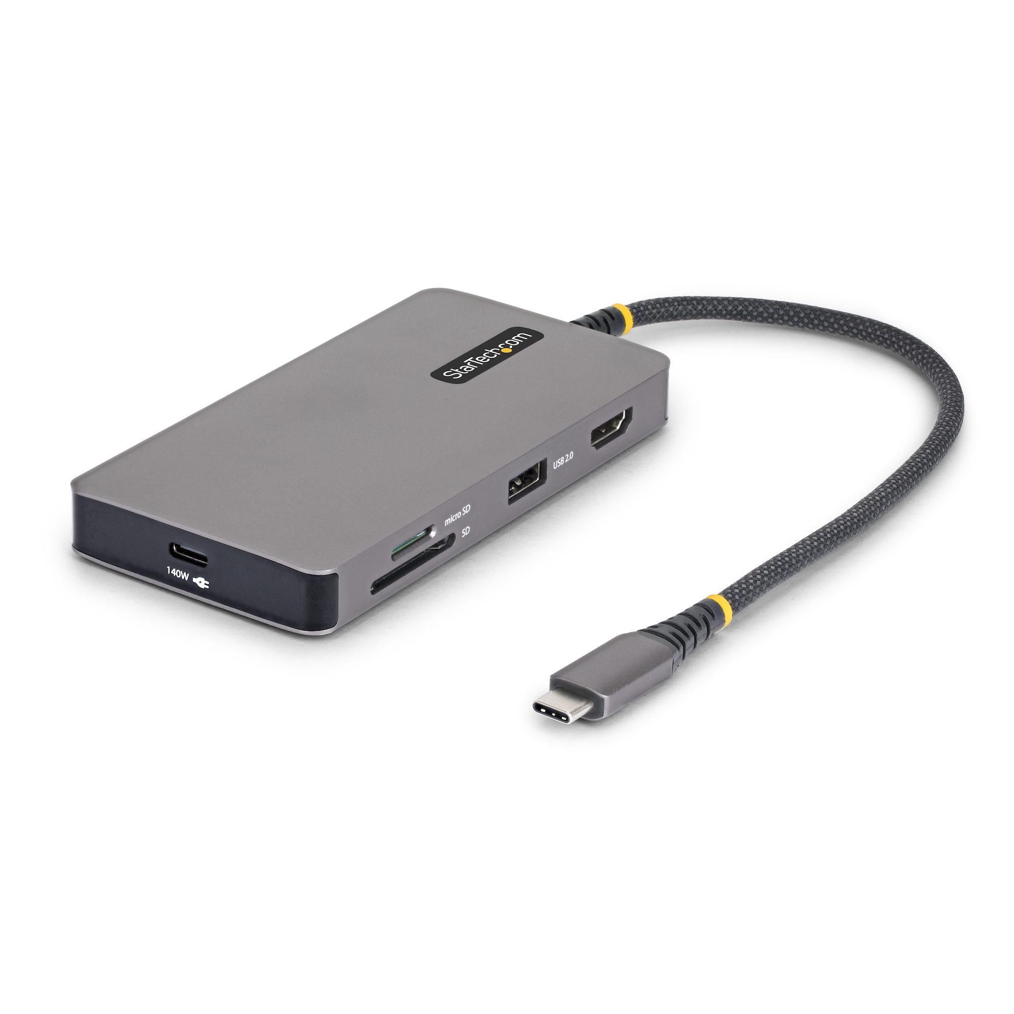 StarTech.com Adaptateur Multiport USB-C avec HDMI 4K 60Hz, 140W Power Delivery, Hub USB 10Gbps, GbE, Slots SD et MicroSD, Mini Dock Plug-and-Play pour PC Dell, HP, Lenovo