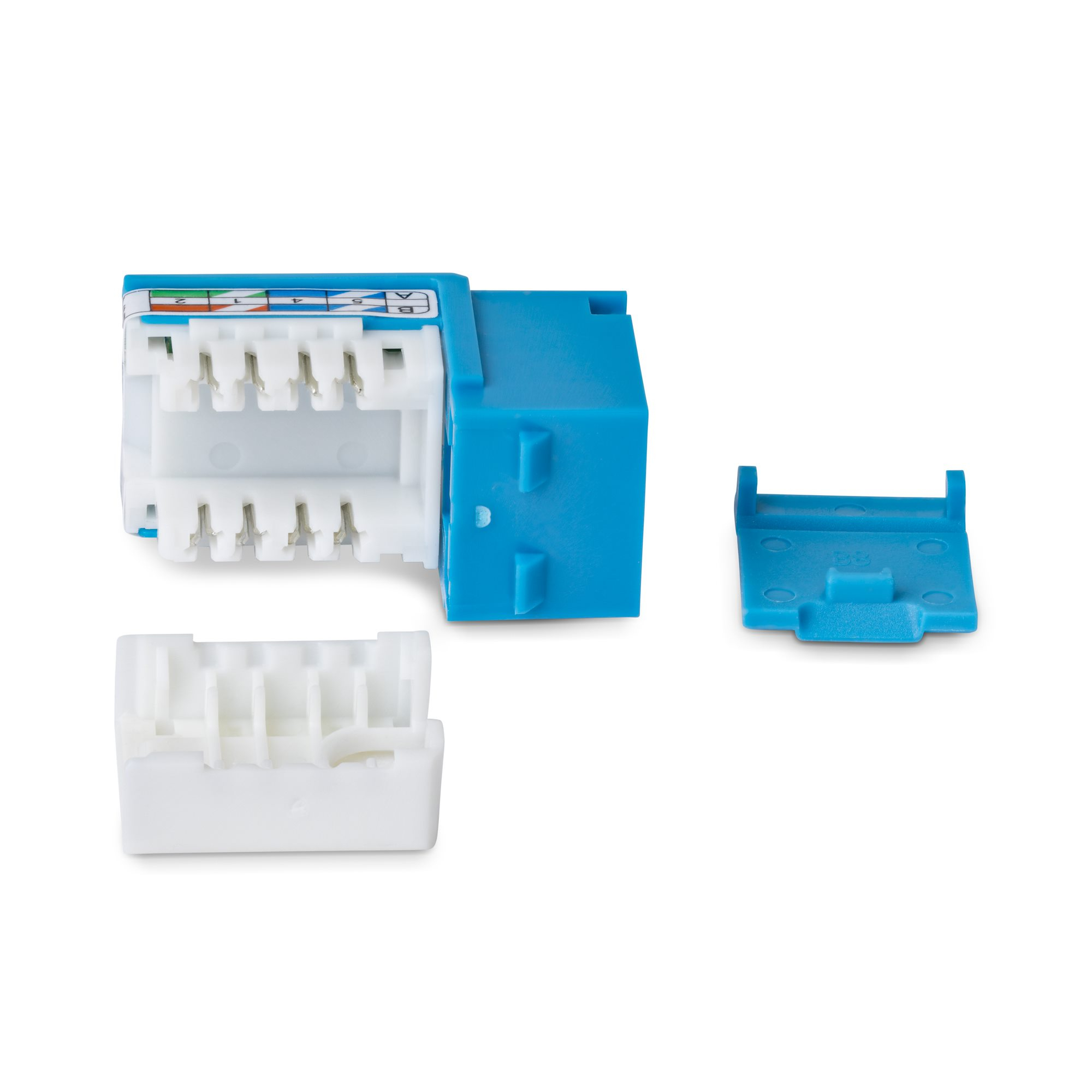 StarTech.com Cat6 Keystone Jack, 24-Pack RJ45 Ethernet Keystone Jacks, UTP Cat6 Wall Jack, 90-Degree 110 Punch Down, Blue