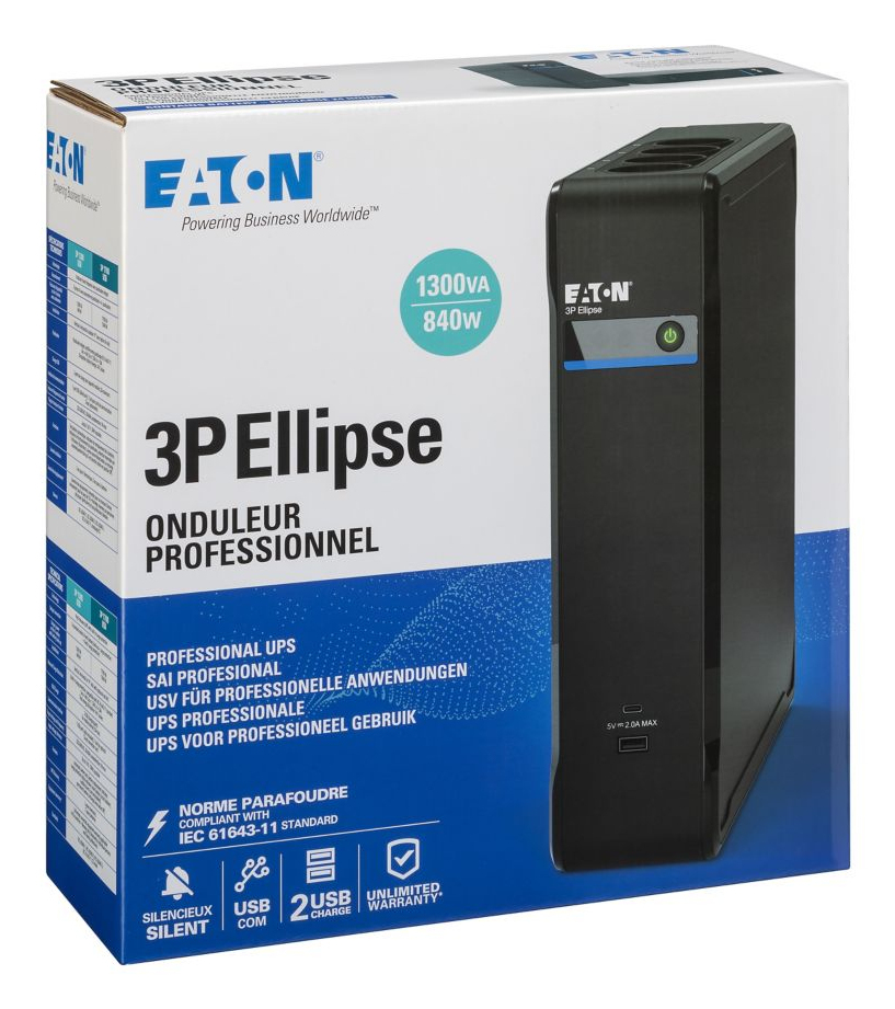 Eaton 3P Ellipse UPS sistema de alimentaci�n ininterrumpida (UPS) En espera (Fuera de l�nea) o Standby (Offline) 1,3 kVA 840 W 8 salidas AC