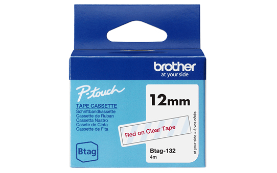 Brother BTAG-132 cinta para impresora de etiquetas Rojo sobre transparencia