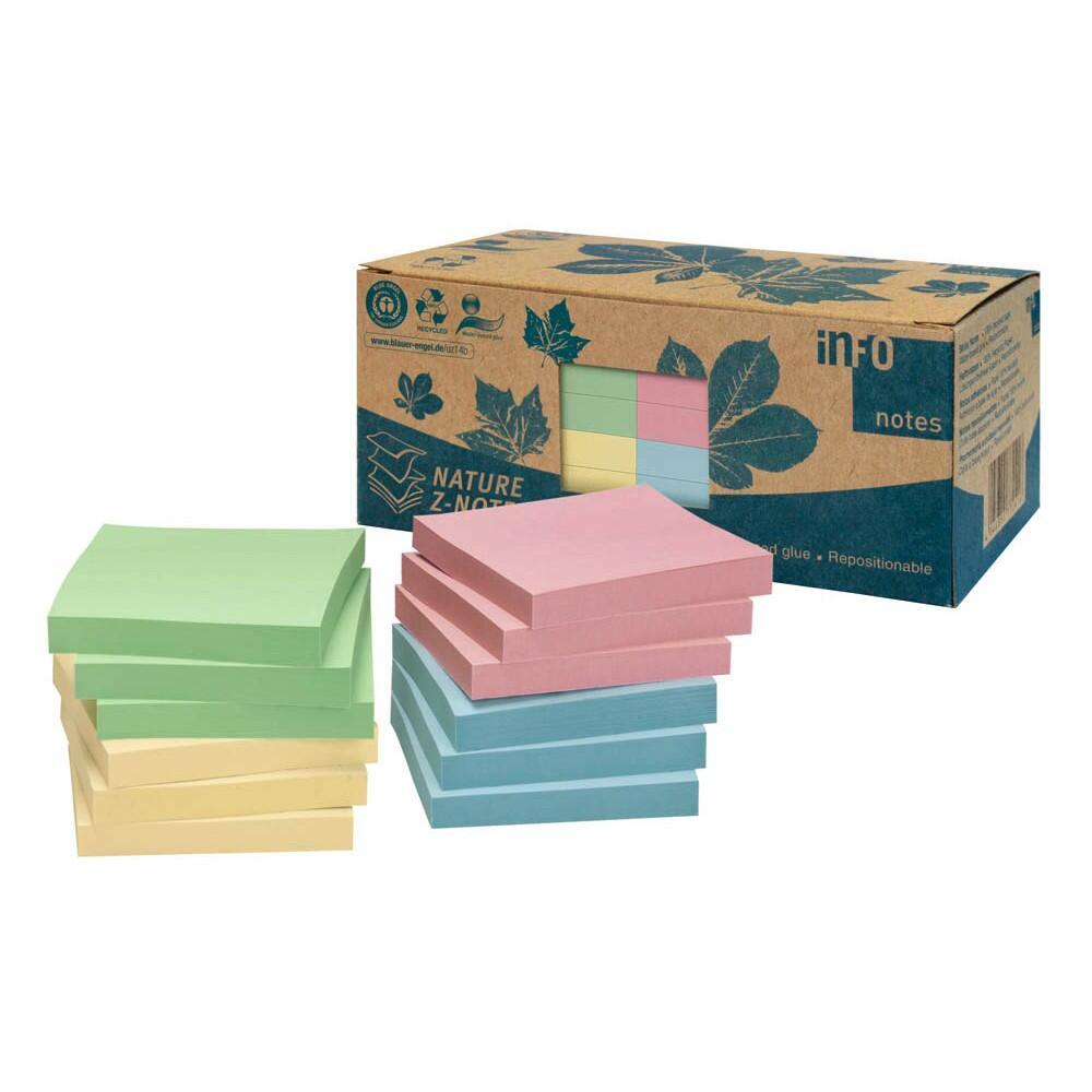 inFO Recycling Haftnotizen Standard 5644-88BOX farbsortiert 12 Blcke