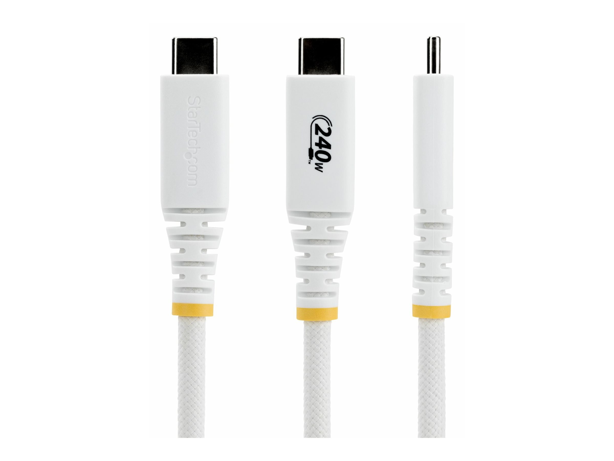 StarTech.com 1m (3ft) USB-C Charging Cable, Durable and Ultra-Flexible, 240W (5A) PD EPR, USB 2.0 Laptop Charger Cable, USB-IF Certified, Rugged USB-C Charging Cord - White