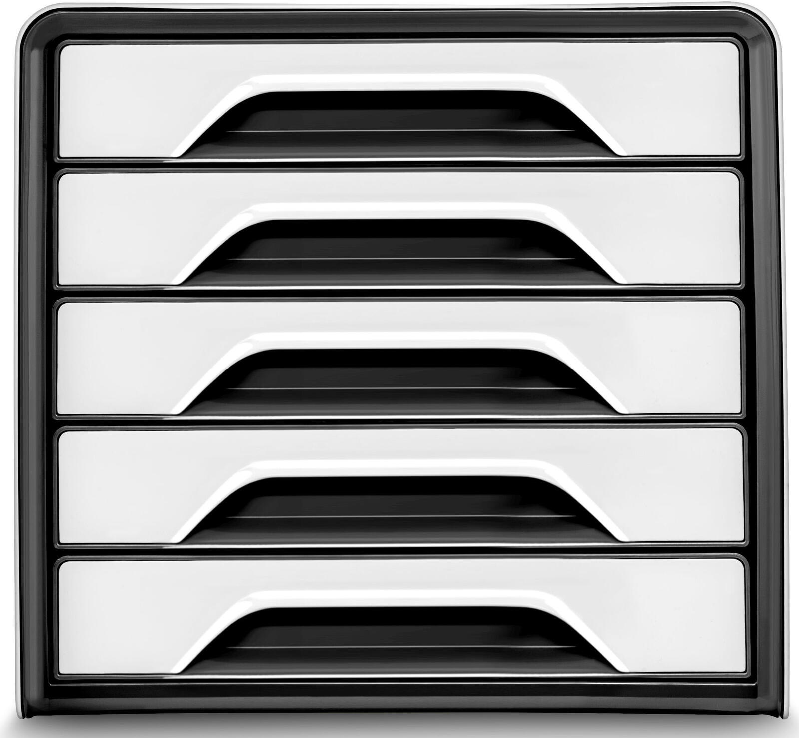 CEP Office Solution Schubladenbox Smoove schwarz/wei DIN A4 mit 5 Schubladen
