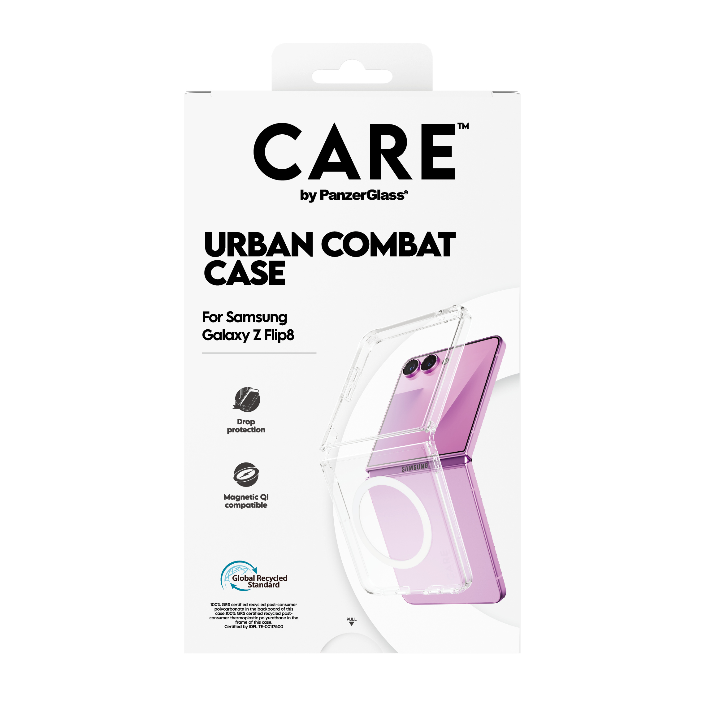 PanzerGlass CARE by � Urban Combat Case Transparent w. White Qi Samsung Galaxy Z Flip7 | Z Flip8 funda para tel�fono m�vil Transparente