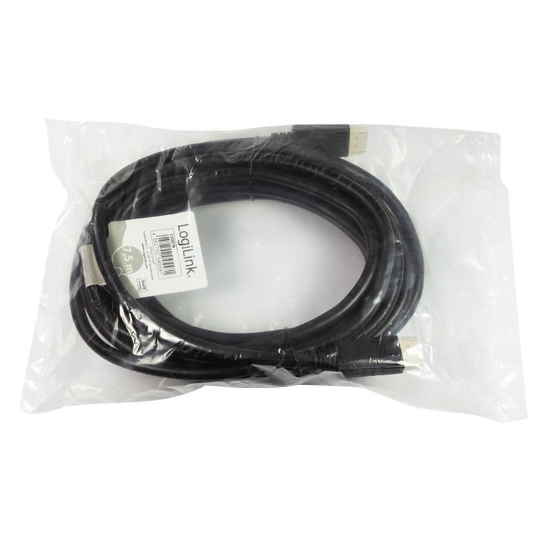 LogiLink CV0076 DisplayPort cable 7.5 m Black
