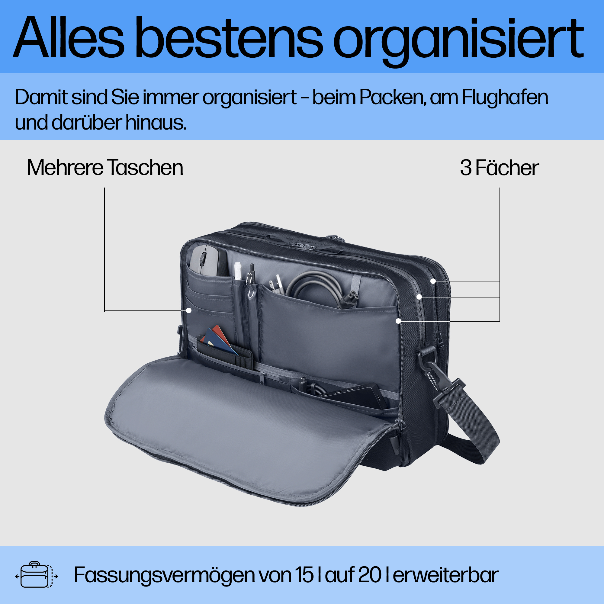 HP Bolsa para port�til de 14 pulgadas Travel Plus 15L