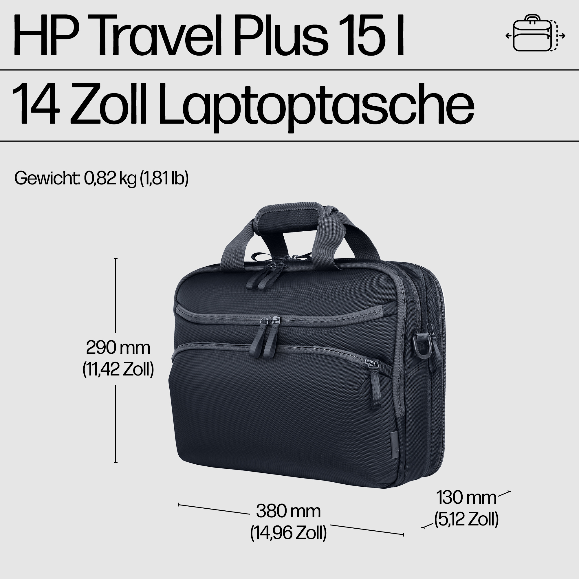 HP Bolsa para port�til de 14 pulgadas Travel Plus 15L