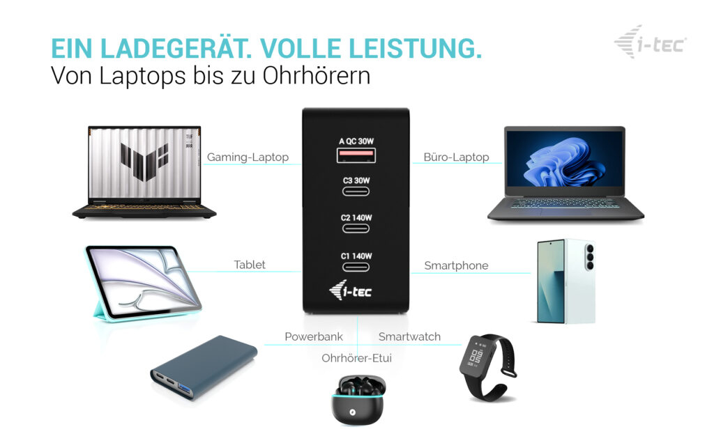 i-tec 140W Intelligent Multiport USB Charger
