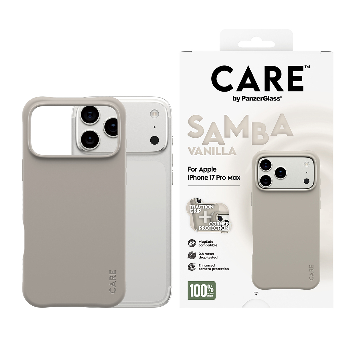 PanzerGlass CARE by � Fashionable Case Samba Vanilla w. MagSafe iPhone 17 Pro Max coque de protection pour t�l�phones portables Housse Beige