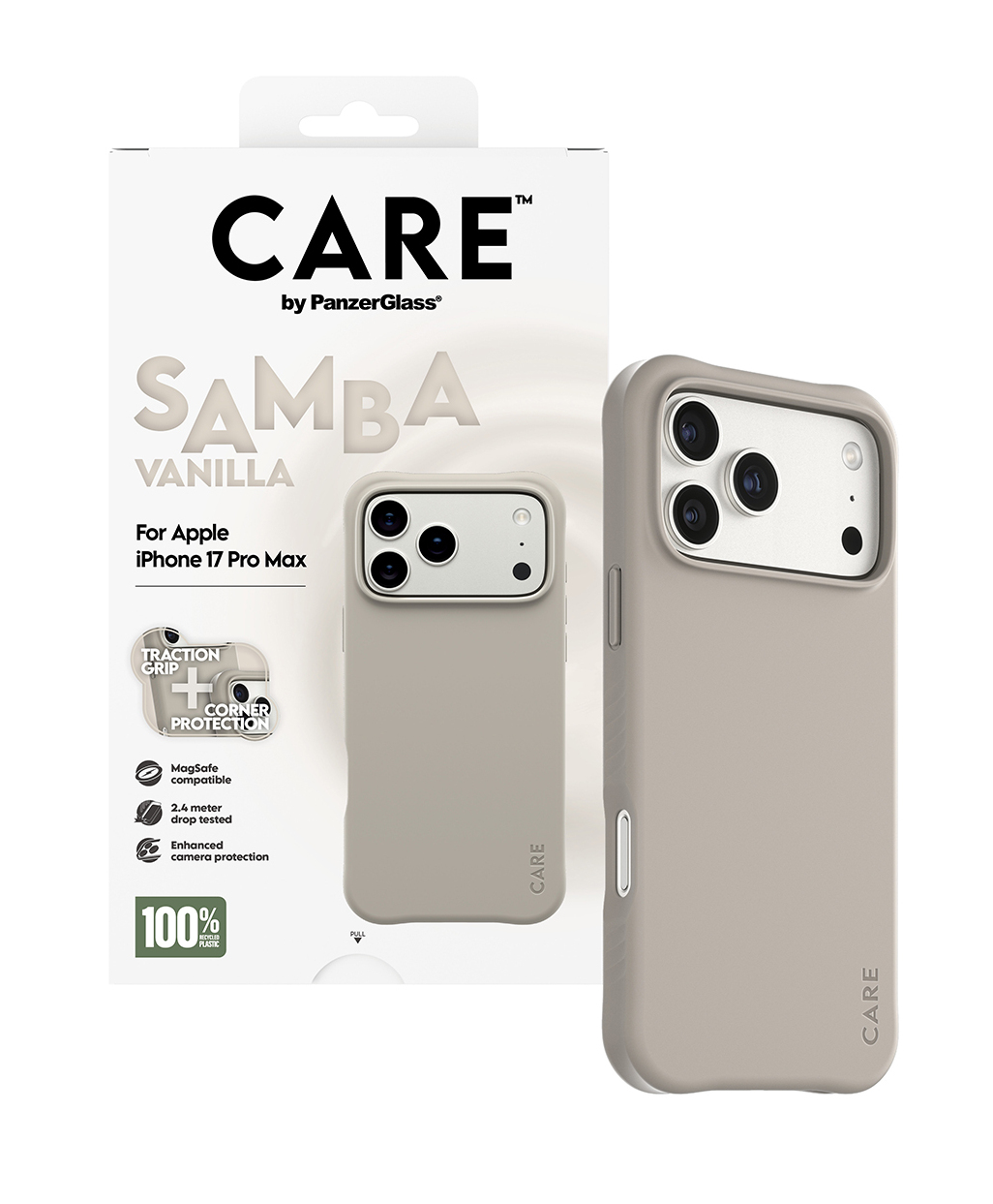 PanzerGlass CARE by � Fashionable Case Samba Vanilla w. MagSafe iPhone 17 Pro Max coque de protection pour t�l�phones portables Housse Beige