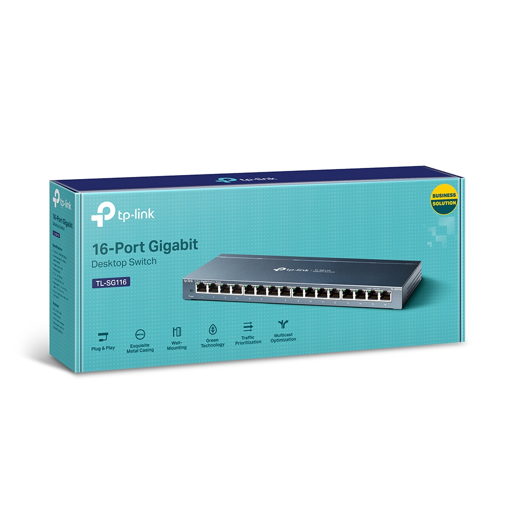 TP-Link TL-SG116 switch di rete Non gestito Gigabit Ethernet (10/100/1000) Nero