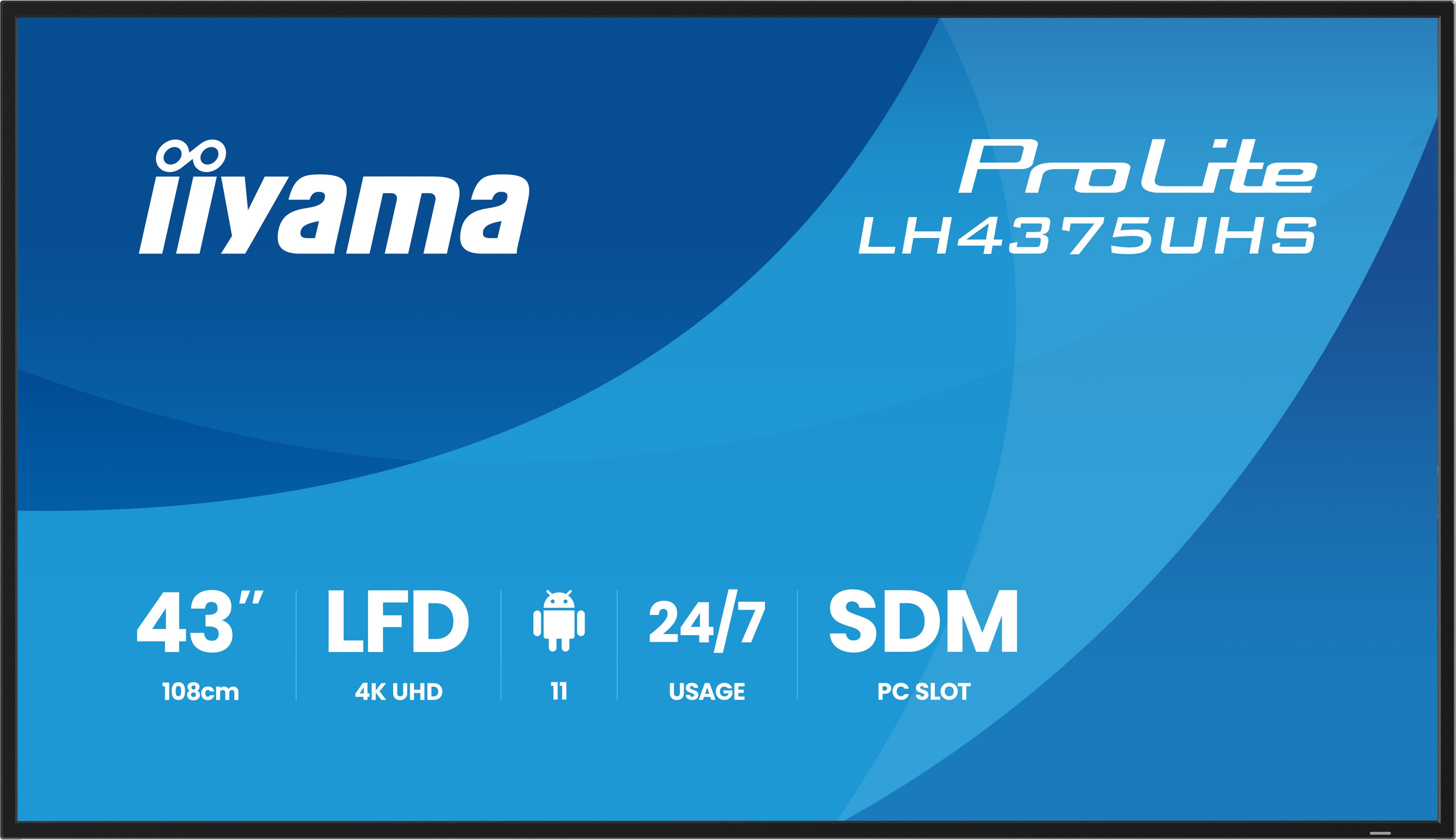iiyama LH4375UHS-B2AG Signage Display Digital signage flat panel 108 cm (42.5) LCD Wi-Fi 500 cd/m� 4K Ultra HD Black Built-in processor Android 11 24/7
