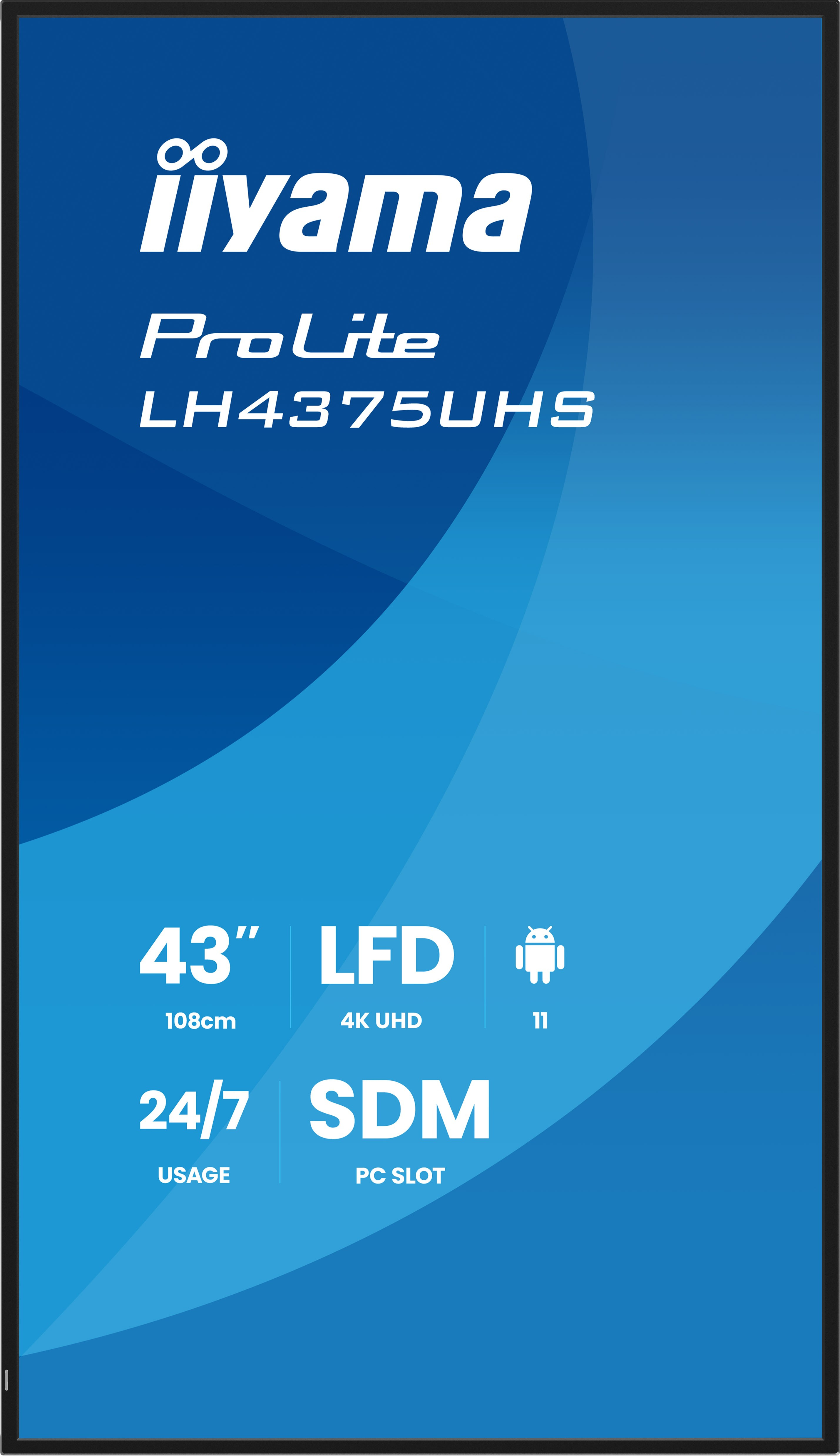 iiyama LH4375UHS-B2AG Signage Display Digital signage flat panel 108 cm (42.5) LCD Wi-Fi 500 cd/m� 4K Ultra HD Black Built-in processor Android 11 24/7