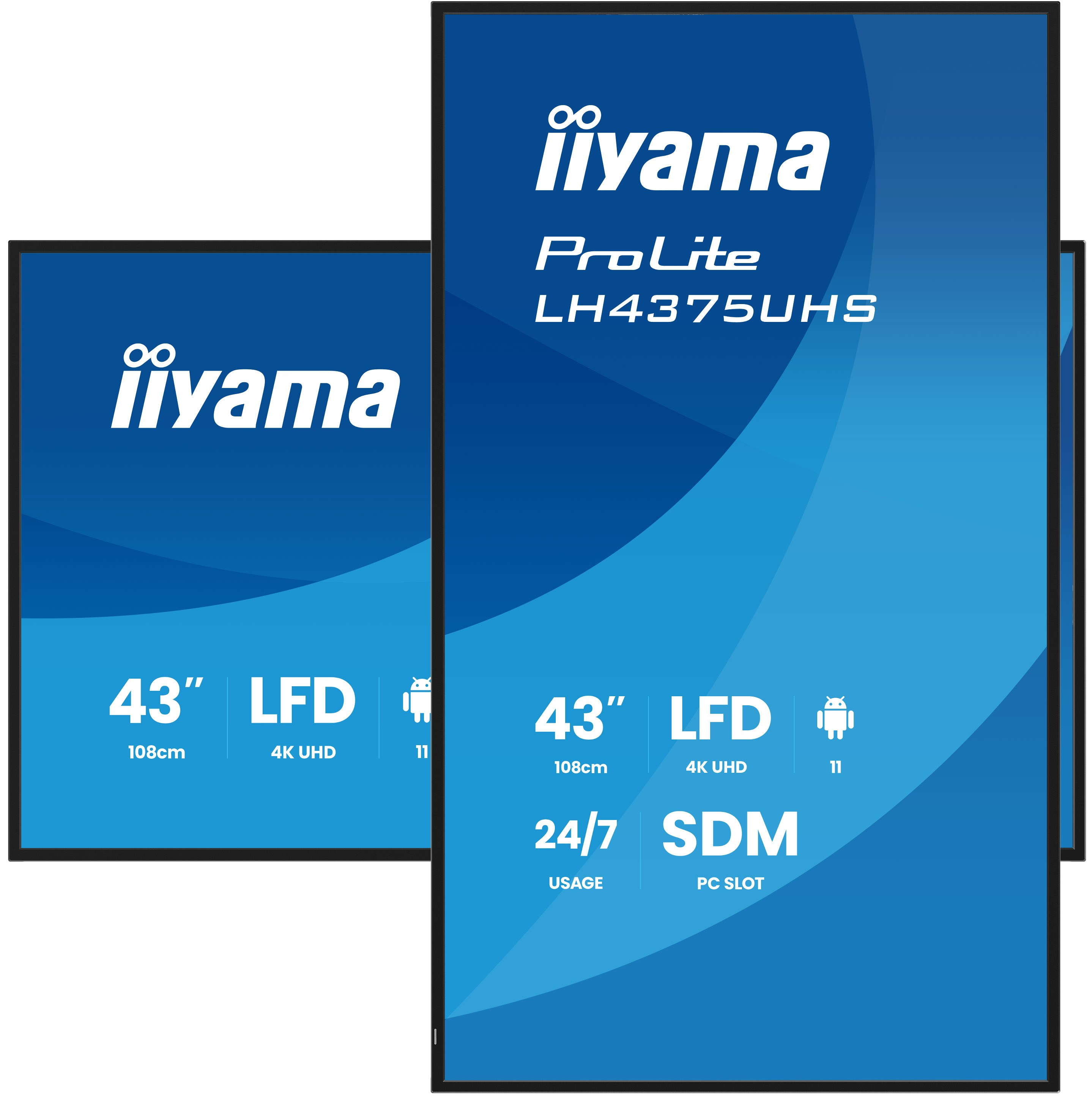 iiyama LH4375UHS-B2AG Signage Display Digital signage flat panel 108 cm (42.5) LCD Wi-Fi 500 cd/m� 4K Ultra HD Black Built-in processor Android 11 24/7