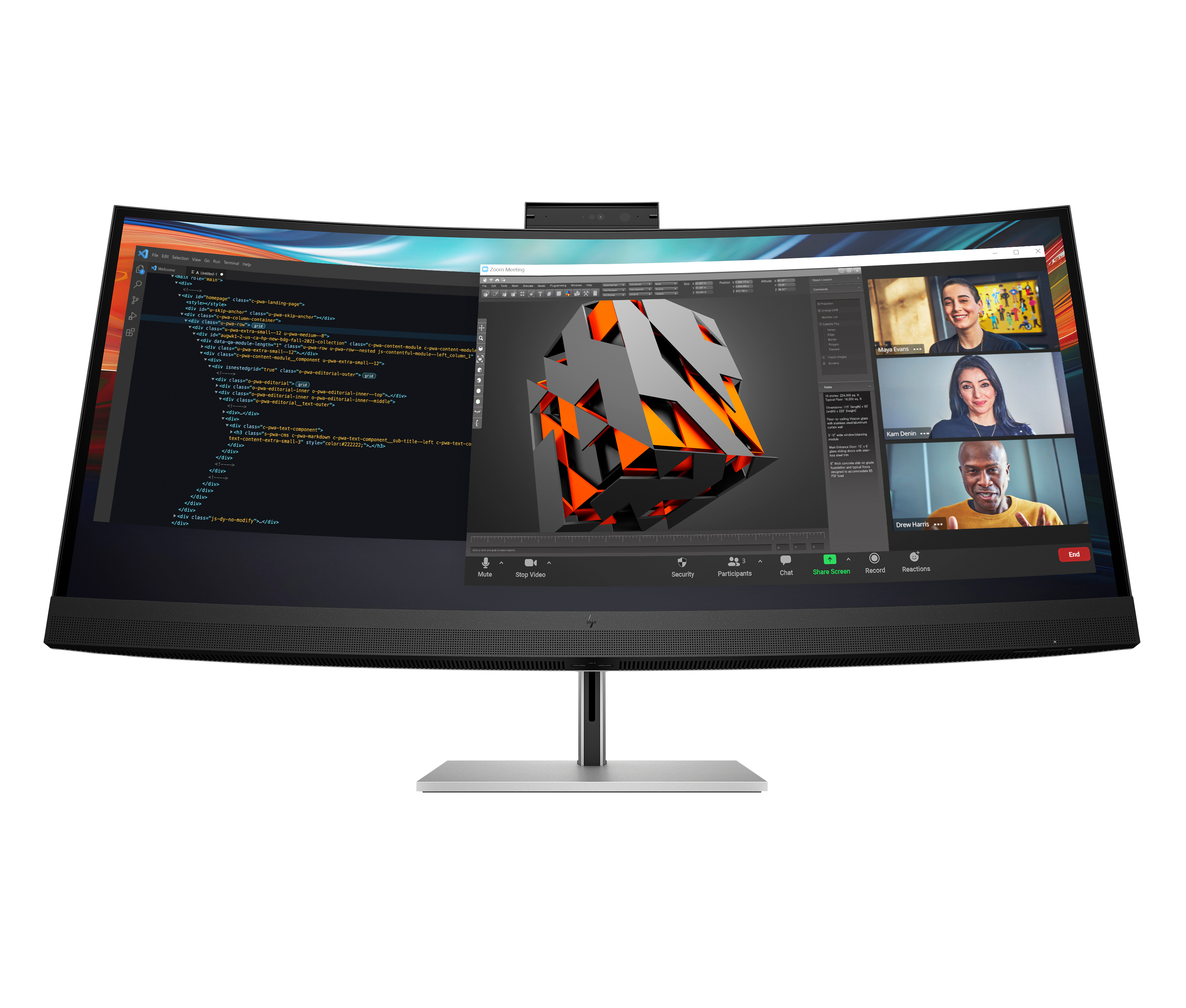 HP 740pm - Series 7 Pro - LED-Monitor - gebogen - 101.6 cm (40)