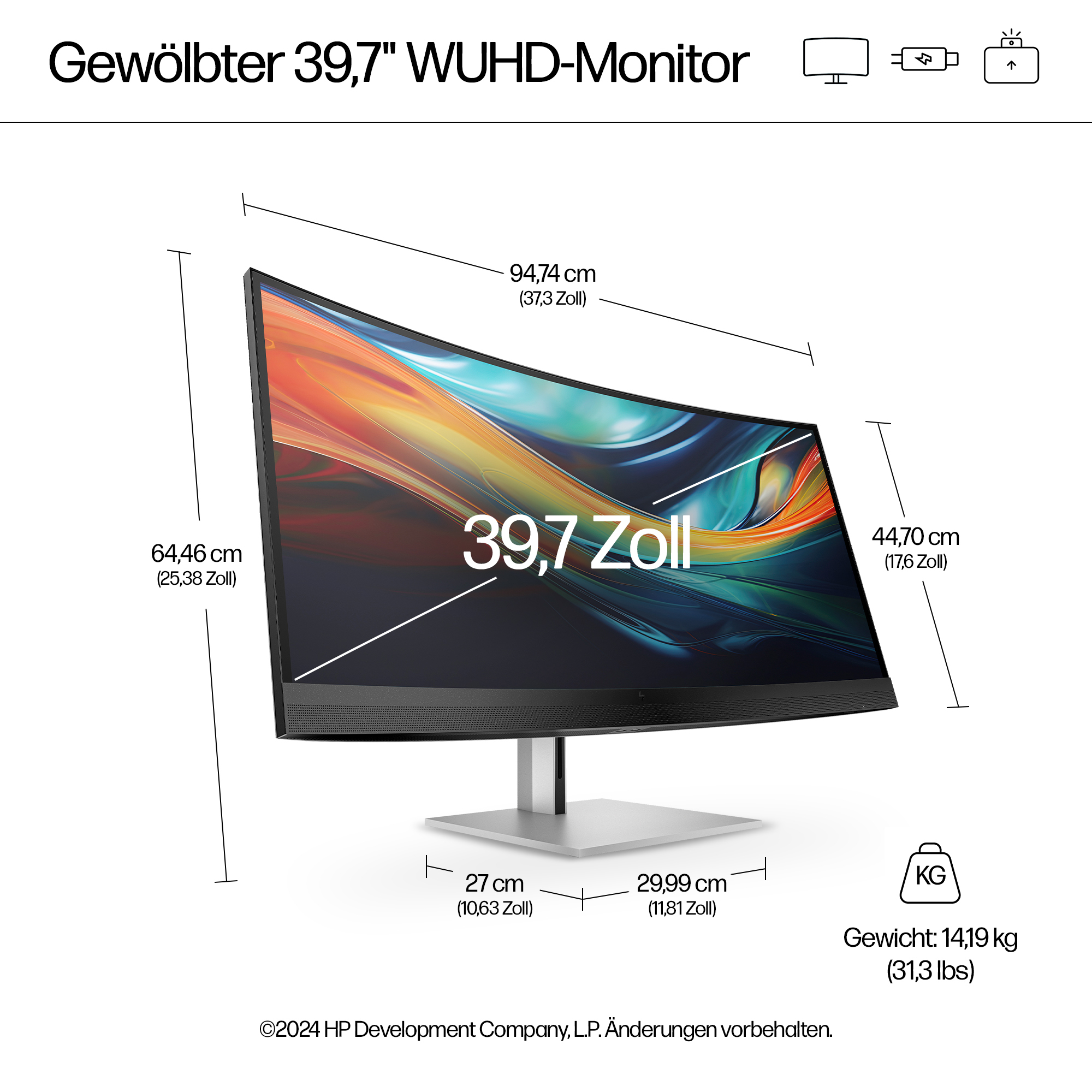 HP 740pm - Series 7 Pro - LED-Monitor - gebogen - 101.6 cm (40)