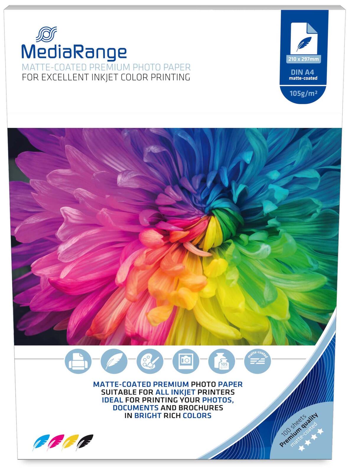 MEDIARANGE FOTOPAPIER A4 105gr WEISS MRINK116 100Blatt matt (MRINK116)