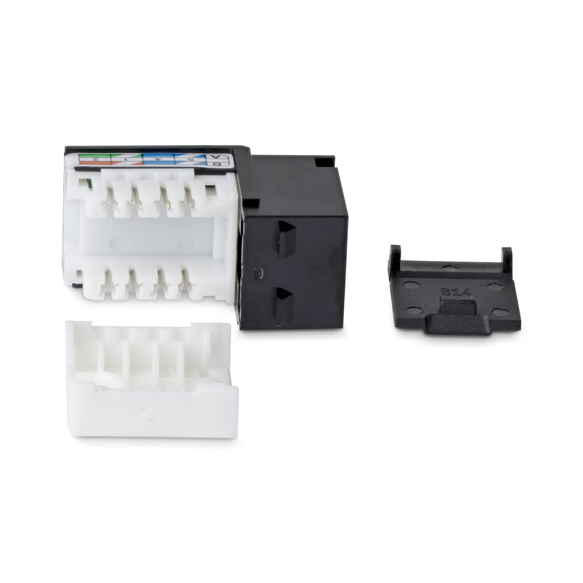 StarTech.com Cat6 Keystone Jack, 24-Pack RJ45 Ethernet Keystone Jacks, UTP Cat6 Wall Jack, 90-Degree 110 Punch Down, Black