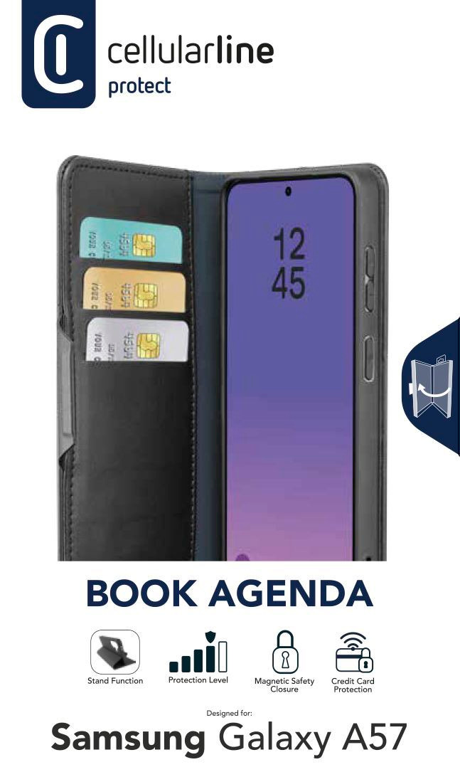 Cellularline Book Agenda 2 Case f�r Samsung A57 5G Black BOOKAG2GALA57K