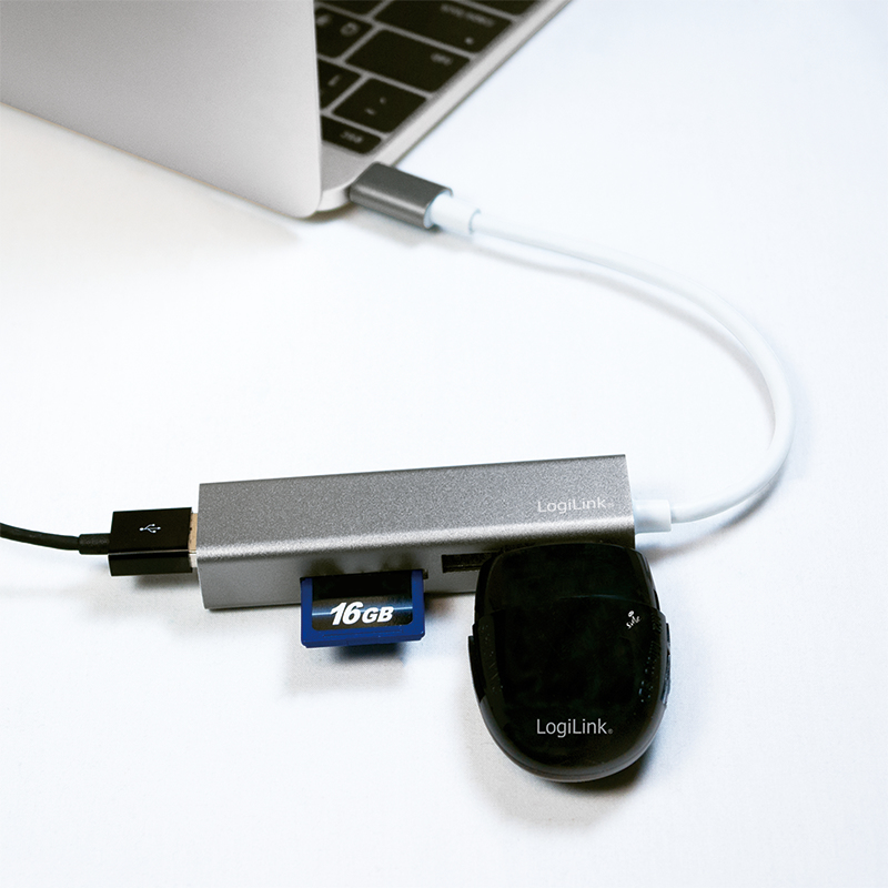 LogiLink UA0305 hub & concentrateur USB 3.2 Gen 1 (3.1 Gen 1) Type-C 5000 Mbit/s Aluminium