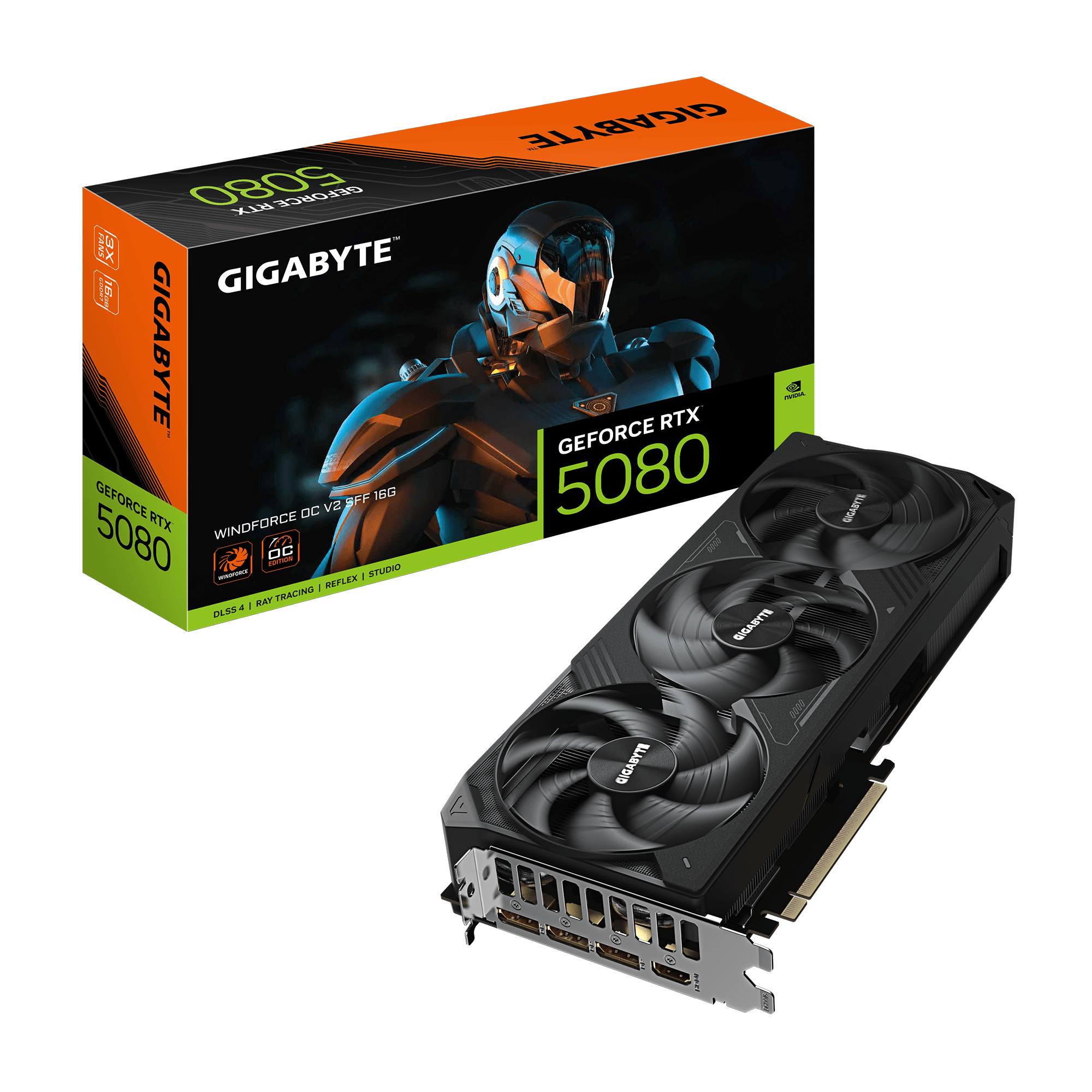GIGABYTE GeForce RTX 5080 WINDFORCE OC SFF 16G Scheda grafica, 16GB GDDR7, 256bit, PCI-E 5.0, 2670MHz Core Clock, 3 � DP 2.1b, 1 � HDMI 2.1b, DLSS 4, GV-N5080WF3OCV2-16GD