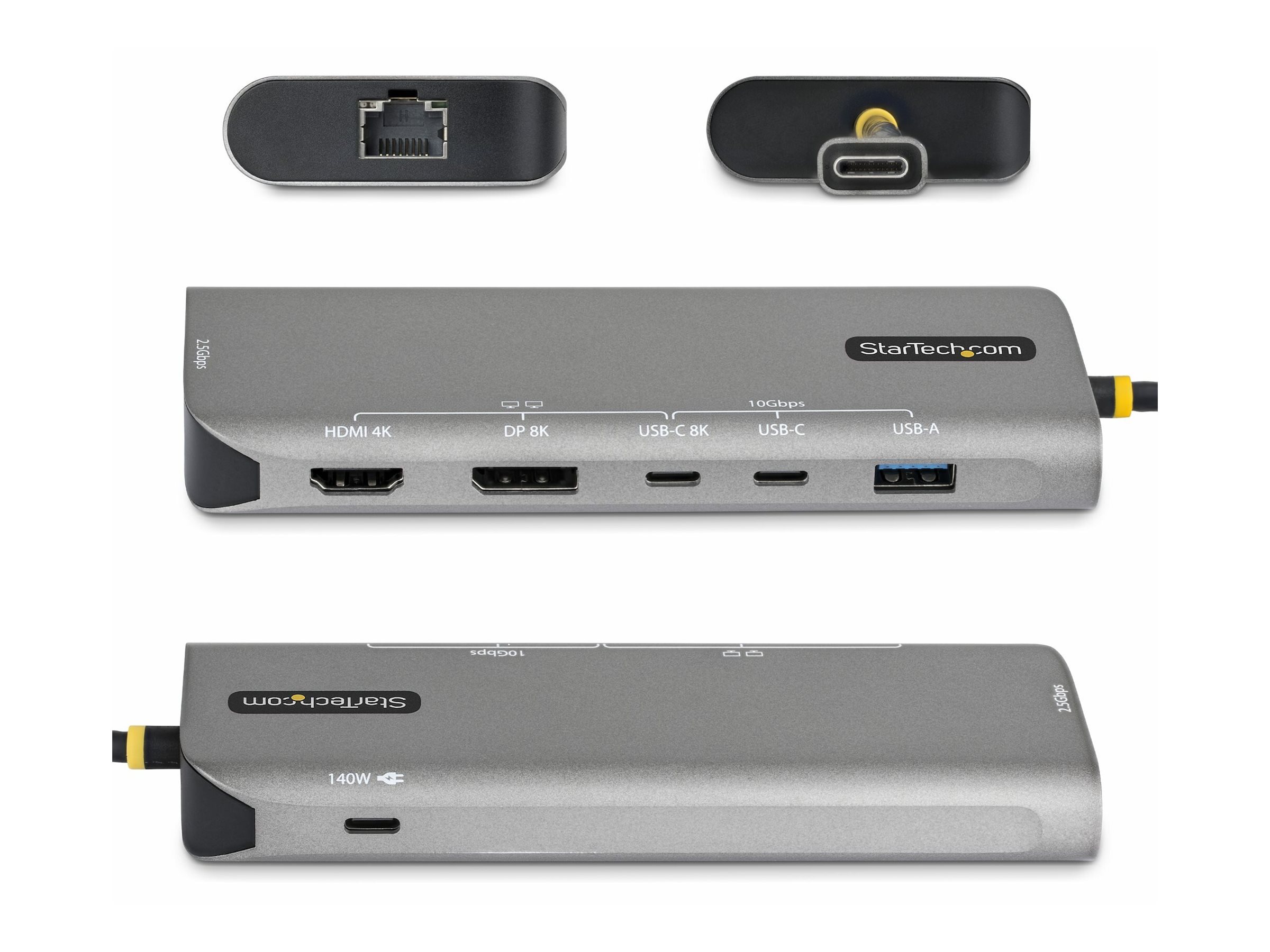 StarTech.com Adattatore Multiporta USB4 7-in-1, Dual 4K senza driver per macOS e Windows, ricarica PD 140W, Hub 3 porte 10Gbps, Ethernet 2.5 Gigabit, Mini Dock