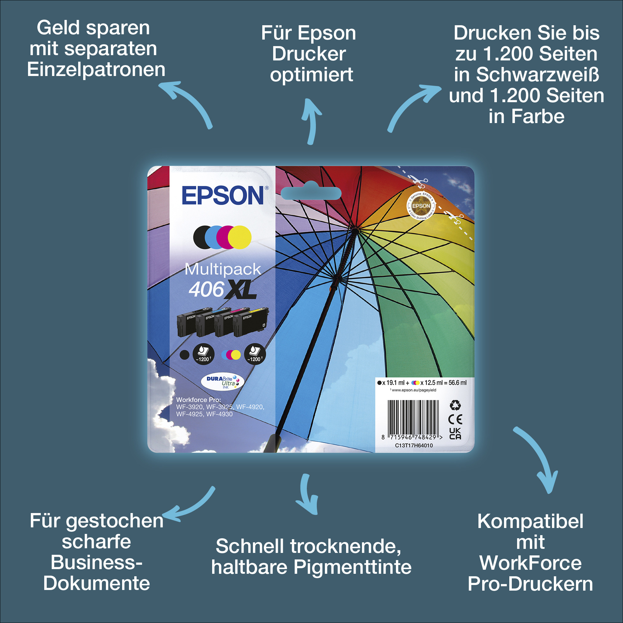 Epson Multipack 4-colour 406XL Umbrella DURABrite Ultra Ink