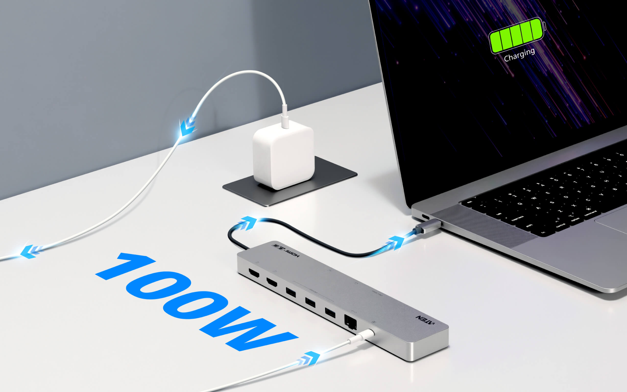 ATEN UH3240 hub de interfaz USB Tipo C Plata