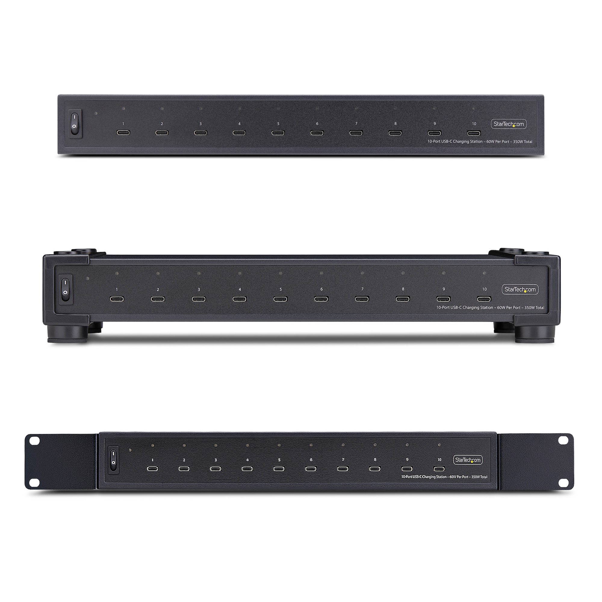 StarTech.com 10-Port USB-C Charging Hub, 60W Per Port, 350W Total Power, Multiport Charger Block / Station, TAA Compliant