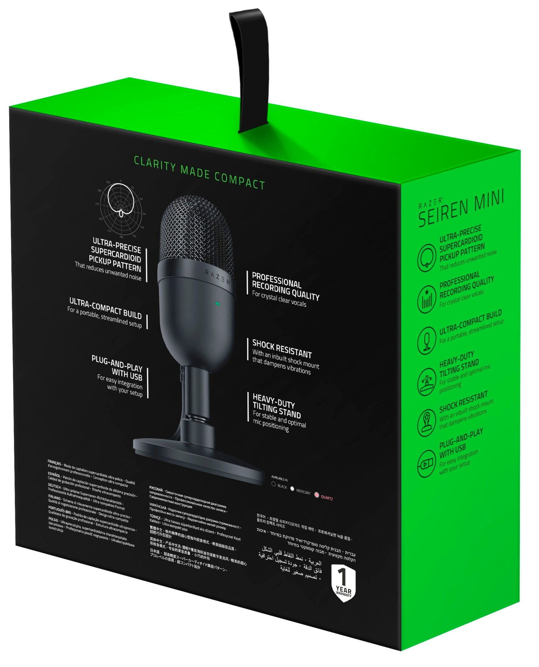 Razer Seiren Mini USB Condenser Microphone: for Streaming and Gaming on PC  - Professional Recording Quality - Precise Supercardioid Pickup Pattern 