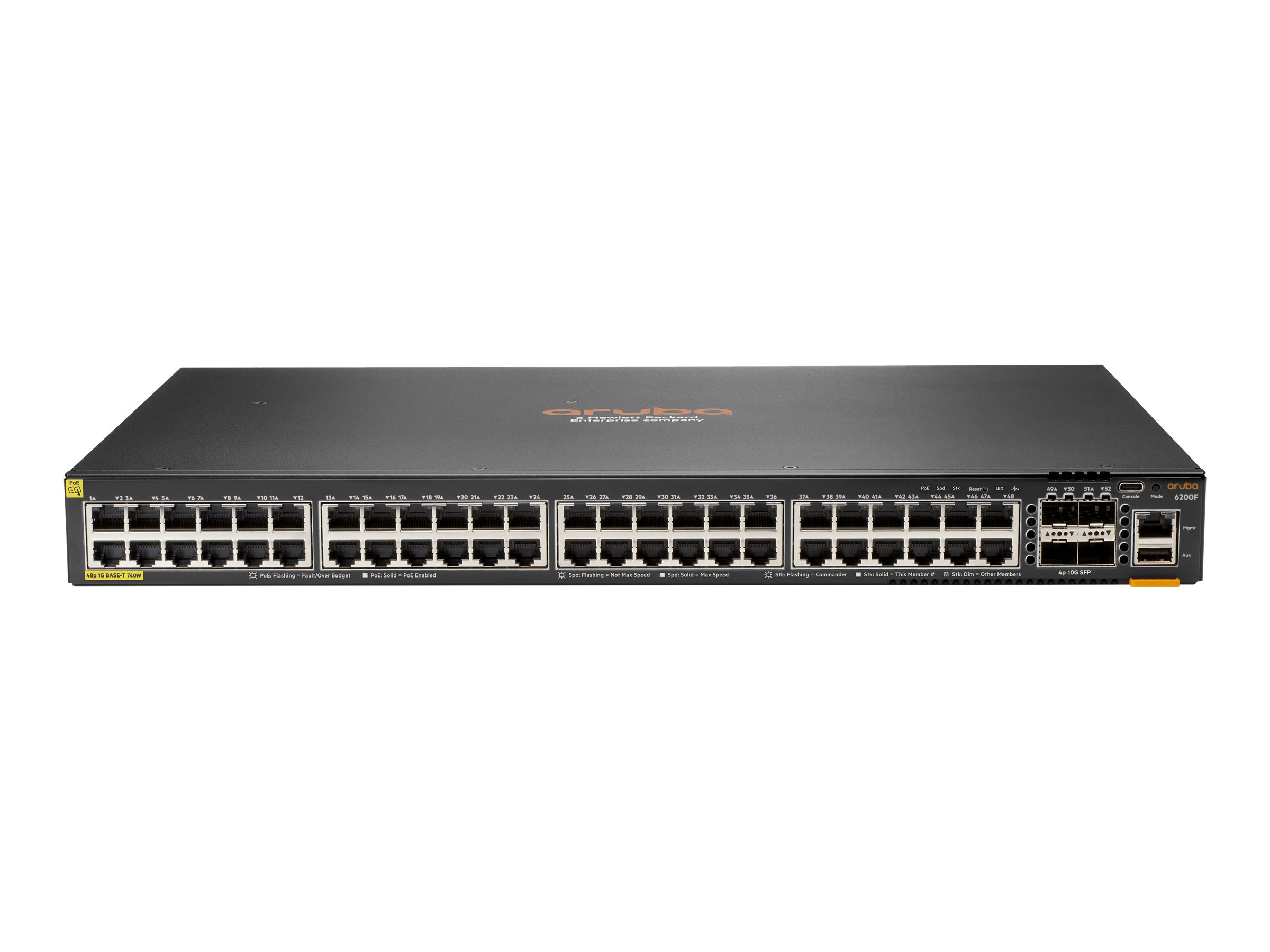 Aruba CX 6200F 48G Class-4 PoE 4SFP+ 740W Gestito L3 Gigabit Ethernet (10/100/1000) Supporto Power over Ethernet (PoE) 1U